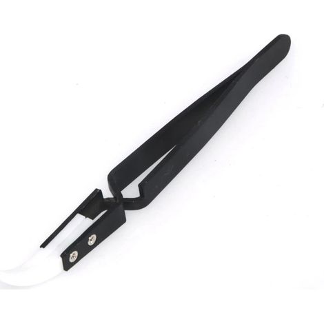 Pince céramique antistatique coudée grande taille pour soudure électronique, non conductrice, noire (1/5)