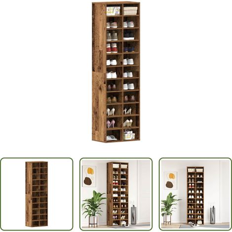 Schuhschrank Altholz -  Schuhschrank Altholz-Optik 54x34x183 cm Holzwerkstoff