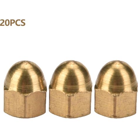 Kit d'écrous borgnes en laiton, capuchon à tête bombée, ensemble d'écrous hexagonaux, fixations de véhicule (M3, 20 pièces) (1/5)