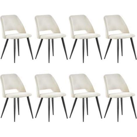 Esszimmerstühle 8er Set, Kordsamt, gepolstert, Metallbeine, Beige (1/5)