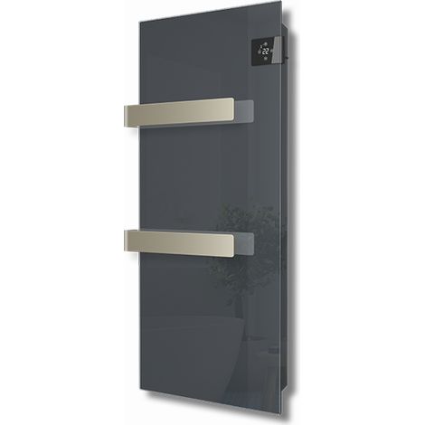 Radiateur sèche-serviettes programmable 750W – Surface en verre – Double système chauffant rayonnement et convection – IP24 humidité – Radialight (1/4)