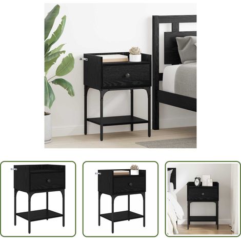 vidaXL Étagères de chevet - Table de chevet Chêne noir 40 x 29 x 60 cm Bois d'ingénierie (1/5)