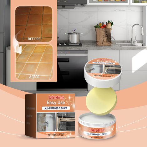 Multi-purpose cleaning paste for household kitchenware and cookware, removing grease and stains. 100g x 1 + 1 sponge. (1/5)