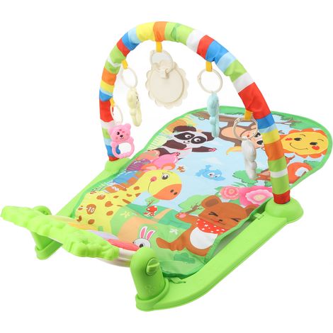 Tapis d'éveil musical pour bébé, alimenté par piles, avec piano intégré, vert. (1/5)