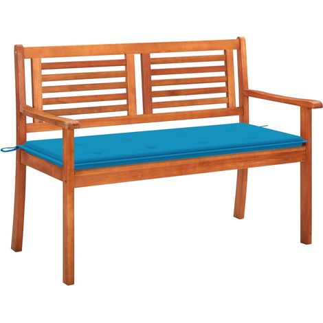 Banc de jardin 2 places avec coussin 120 cm Bois d'eucalyptus