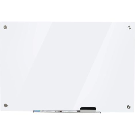Pizarra blanca, de vidrio y pizarra, dimensiones 60 x 90 cm, compatible con rotuladores de borrado en seco, superficie fácil de limpiar, construcción duradera. (1/5)