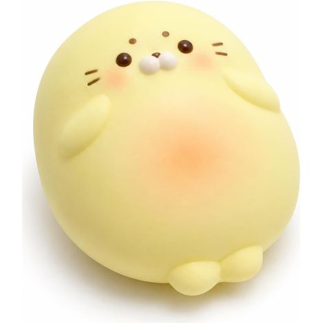 Simpatica foca della serie Squishy, morbida statuetta di animale comprimibile, grande foca gialla (1/5)