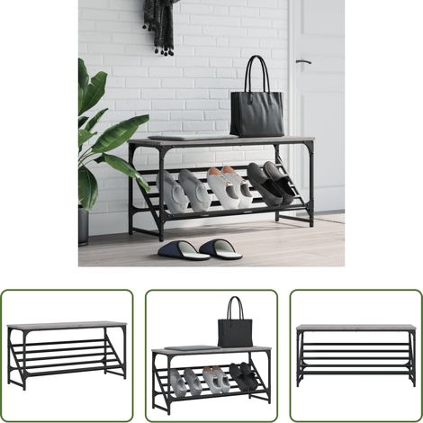 Schuhregal Grau Sonoma - Schuhregal Grau Sonoma 90x30x45 cm Holzwerkstoff (1/5)