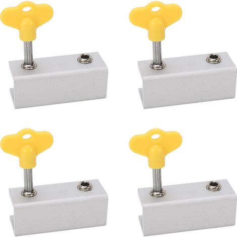 Verrou de fenêtre aluminium 4 pièces, butée de sécurité réglable avec clé pour fenêtre coulissante verticale et horizontale (1/5)