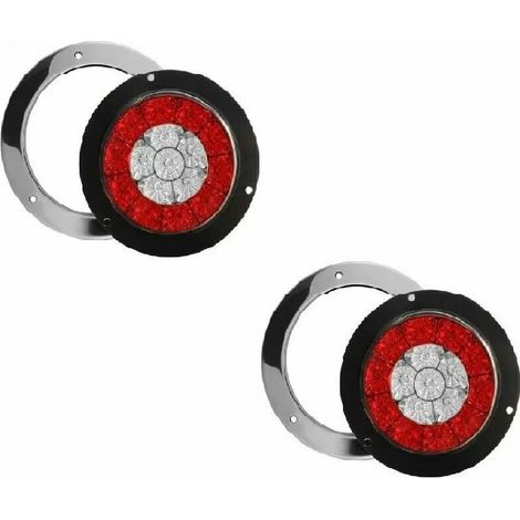 Feux de freinage à DEL ronds de 10,2 cm pour remorque, camion, remorque, feux de stationnement, clignotants, feux LED ronds scellés bicolores avec fixation à bride (2 pièces)