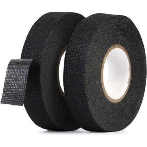 Lot de 2 Ruban de Câbles Noir,15M x19mm Résistant à la Chaleur Rubans Ruban Adhésif Isolant électrique, Ruban en Tissu pour Faisceaux de Câbles, Ménage Voiture Moto (1/5)