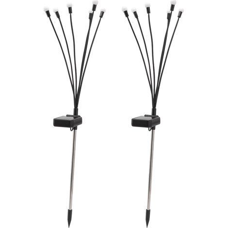 Lampes LED d'extérieur effet luciole, solaires, pour cours et jardins, décoratives, d'ambiance, éclairage paysager, lampes à planter dans le sol, lot de 2, colorées 2 (1/5)