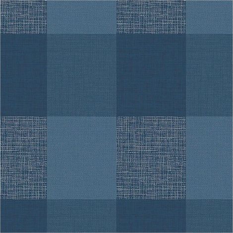 Navy Opulent Check Wallpaper Textured Vinyl Modern Fabric Effect Squares (1/4)