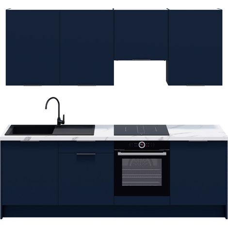 Ensemble de 8 meubles de cuisine - L. 245 cm - bleu marine - Luzia (1/5)