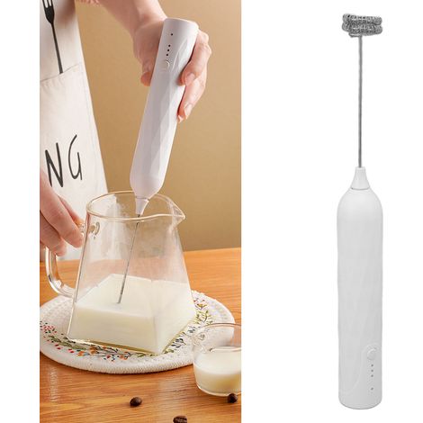 Batteur à œufs électrique, petit mixeur créatif pour la maison, mousseur à lait/café multifonctionnel sans fil (blanc) (1/5)