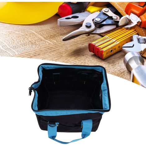 Sac à outils en toile, large ouverture, côtés souples, convient aux plombiers, électriciens, charpentiers et artisans, 14 pouces. (1/5)