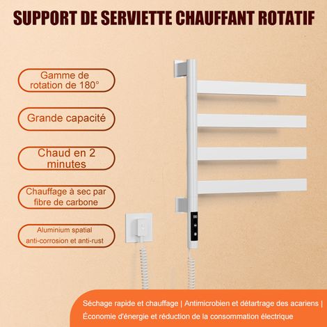 Chaudière murale électrique 65 W pour serviettes, rangement chauffé rotatif IPX4 avec minuteur intelligent, Contrôle par voix et application, température constante de 45 à 70 °C, branchable ou câblé d (1/5)