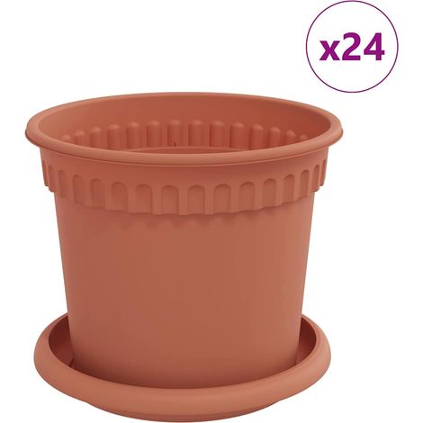 Maison Exclusive - Vasi per Piante 24 pcs Rosso Mattone Ø 15 x 12 cm Plastica