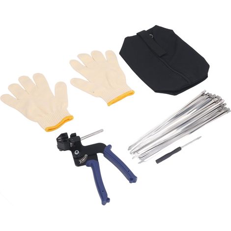 Kit di pinze per fascette in acciaio inossidabile, strumento di serraggio per fascette in metallo resistente per uso esterno.