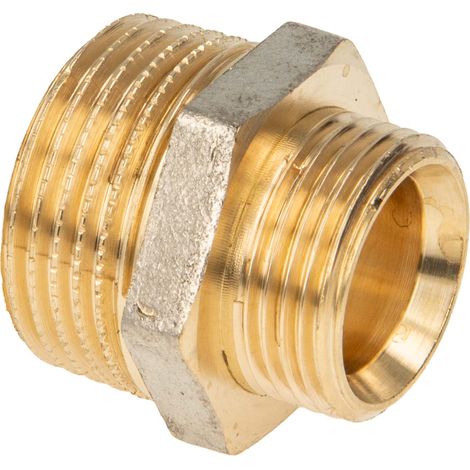 tecuro Reduziernippel Eurokonus G 3/4 Zoll AG x G 1 Zoll AG, DN 20, DVGW, Messing teilvernickelt