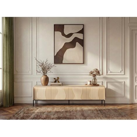 BOBOCHIC - Meuble TV FLORE effet chêne avec LEDS