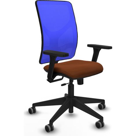 Chaise de bureau piqueras y crespo Motilla cuir marron maille bleue (1/2)
