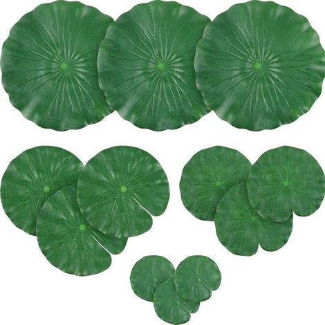 Feuilles de lotus flottantes - Vert - Nénuphars artificiels flottants - Feuilles de lotus artificielles pour jardin de bassin - 12 feuilles - Matériau EVA (1/5)