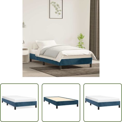 Samtbett - Bettgestell ohne Matratze Dunkelblau 90x200 cm Samt (1/5)