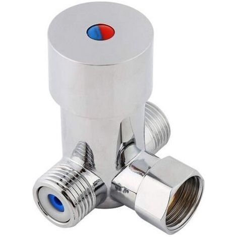 Thermostatic Mixer Faucet, G1/2, Thermostatic Mixer Tap with Brass and Copper Hot Cold Water Mixing Valve for Shower System, Thermostat Control (1/5)