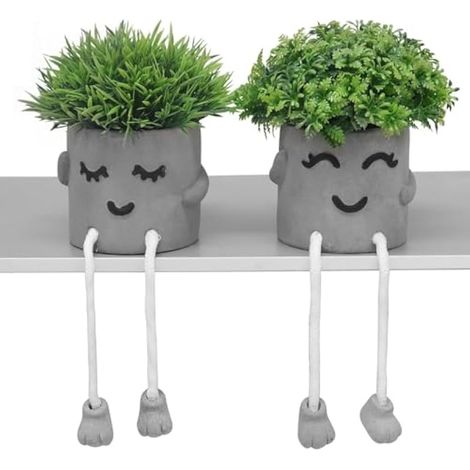 Lot de 2 plantes succulentes artificielles en pot, plantes succulentes artificielles pour décoration de bureau, mini plantes grasses en pot, décoration de table basse pour femme, décorations (1/5)
