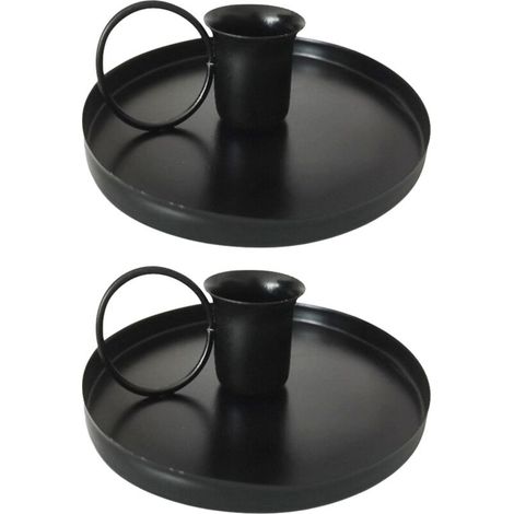 2 pièces de bougeoirs en fer, bougeoirs métalliques coniques, bougeoirs noirs, support de chandelier rétro, pour la décoration de mariage, fête, table à manger, cadeau de mise en service de mai