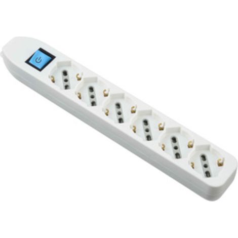 MULTIPRESA 6P BIP/SCHUKO+INTERR S/CAVO BIANCO FIG.10  1 PZ