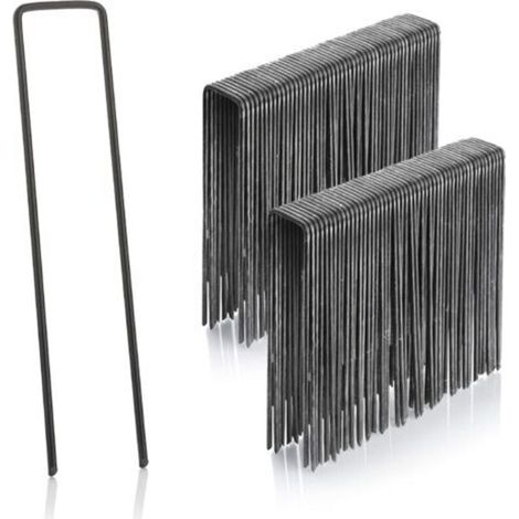 lot de 100 piquets de fixation en acier 2,9 mm, 150 mm long, 25 mm large Paillage pour plante (1/5)
