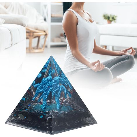 Pyramide de cristal Chakra, pyramide énergétique de guérison, décoration artisanale bleue (1/5)