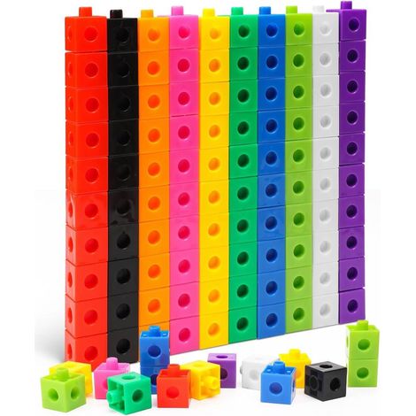 100er Pack stapelbare Mathematik-Wuerfel, multibasis ABN Manipulationsspiel, Kindergarten Lernen Farben (1/4)