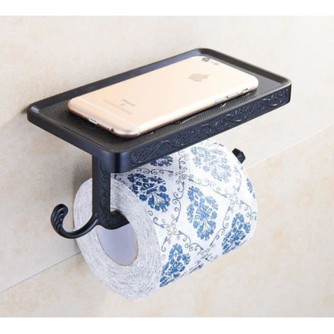 Porte-Rouleau Papier Toilette - Alliage De Zinc - Mural - Support Telephone - 185x100x95mm - 1 Pièce (1/4)