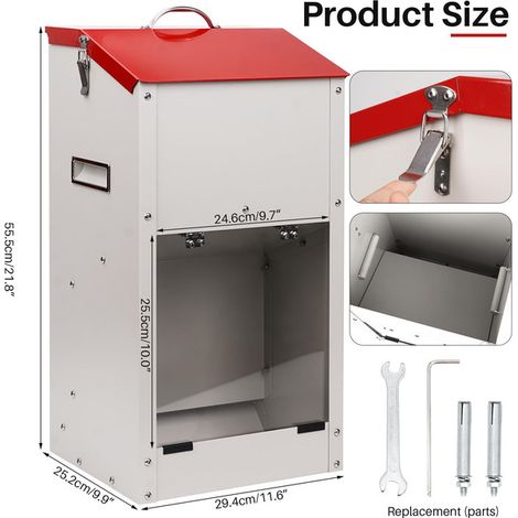 Distributeur de croquettes pour chien en métal, station d'alimentation automatique robuste avec couvercle sécurisé pour extérieur et intérieur, capacité généreuse