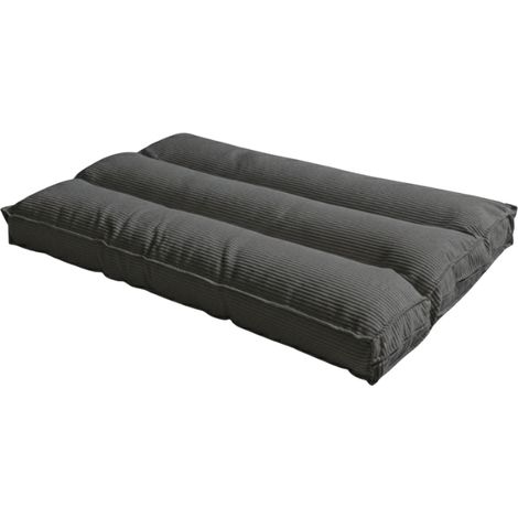 Futon déhoussable en velours côtelé BANANAIR 90x190 cm gris foncé (1/5)