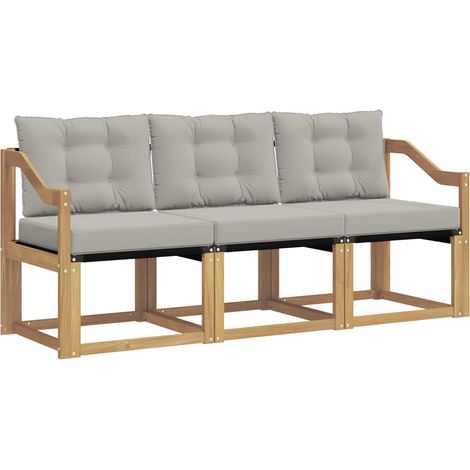 Outdoor Sofa Set with Cushion 3 pcs White and Light Grey vidaXL