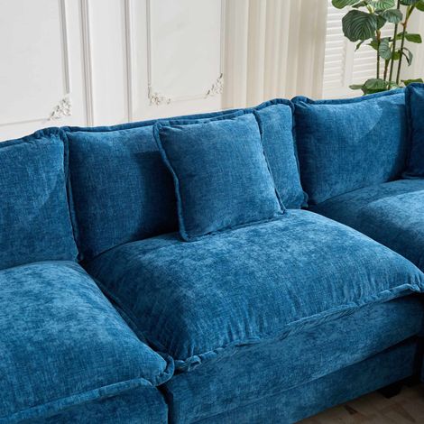 Accoudoirs Cloud compatibles canapé sectionnel,rembourrage double en chenille. Confort optimal pour intérieur,couleur bleue DE501EBL. (1/4)