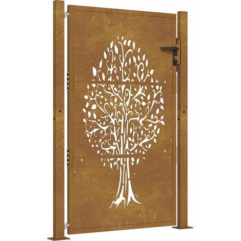 Gartenportal 105x130 cm Cortenstahl Baumdesign
