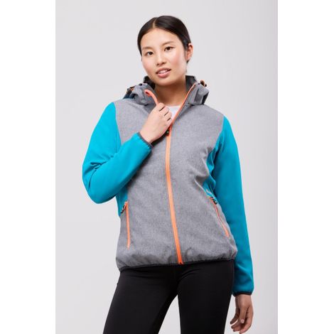 Softshell de mujer combinada tricolor. Capucha desmontable con elástico ajustable. RN1010004 S Rosa Claro/Gris (1/5)