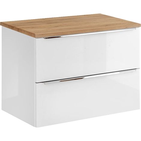 Mueble bajo lavabo April 80cm Blanco y Madera (1/4)