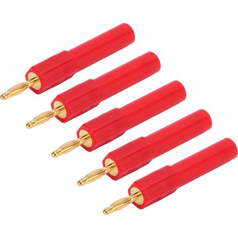 5 Stück Bananenstecker-Adapter, starke Verbindung, gute Leitfähigkeit, 2 mm auf 4 mm, rot (1/5)