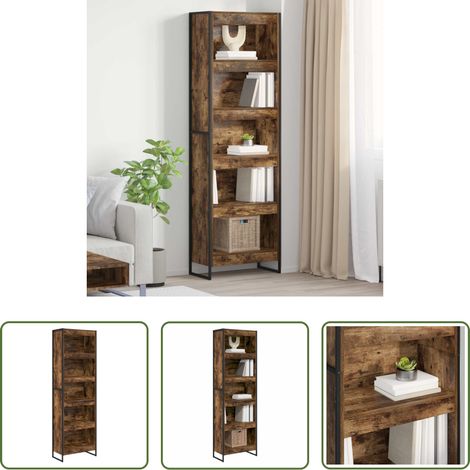 vidaXL Bücherregal Wohnzimmer - Bücherregal 2 pcs Raucharbe 80 x 30 x 155 cm Holzwerkstoff (1/5)