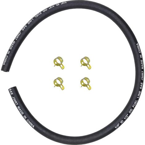 Durite Essence 1/4" (6,35mm) x 25" (63cm) avec 4 Colliers Compatible Briggs & Stratton 283207 95162S Tondeuse Petit Moteur (1/5)