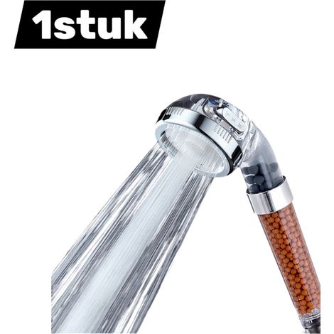 Pommeau de douche filtrant à 3 positions avec système autonettoyant et fonction d'augmentation de pression pour douches à faible pression avec jet pluie et fonction massage couleur transparente 1 pièc (1/4)