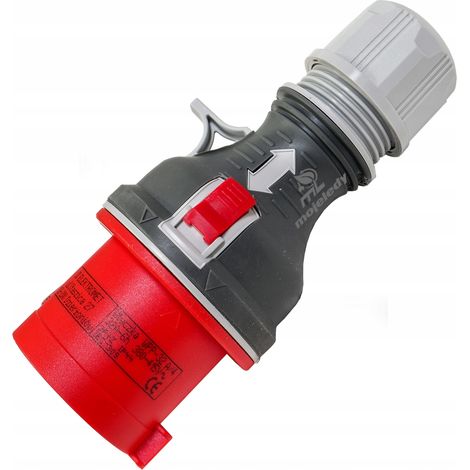 Fiche électrique 16 A 4 pôles - Rouge - Portable et revêtue de caoutchouc - Finition haut de gamme (1/5)