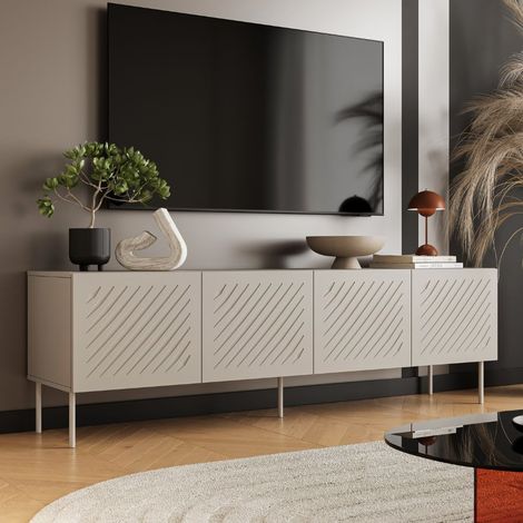 Meuble TV beige design - 4 portes - 200cm Abys (1/4)