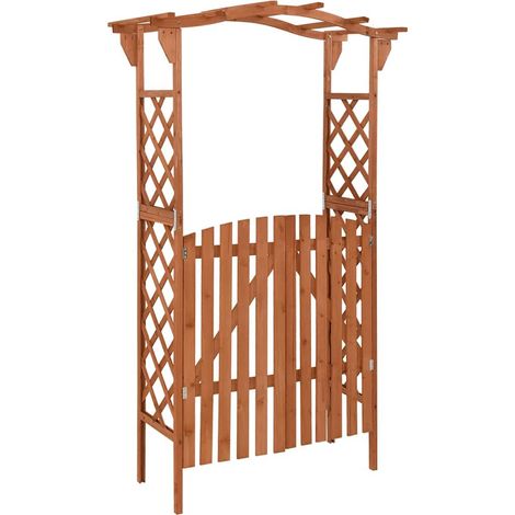 vidaXL Pérgola con puerta madera maciza de abeto 116x40x204 cm (1/5)